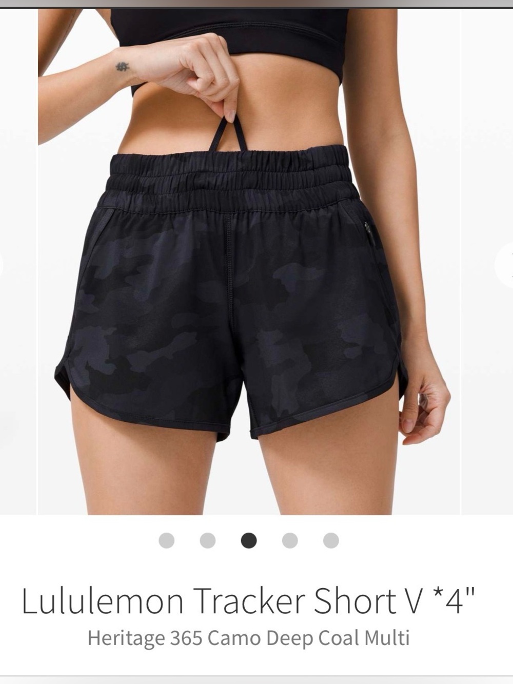 lululemon athletica Tracker Short V 4" — Deep Coal Camo Black
